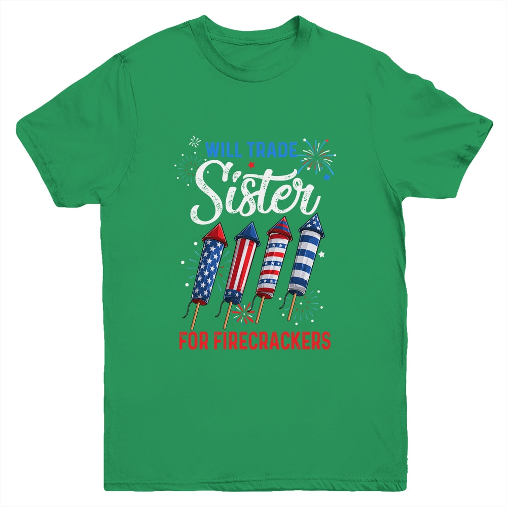 Trade Sister For Firecrackers Funny Boys 4th Of July Youth Shirt | siriusteestore
