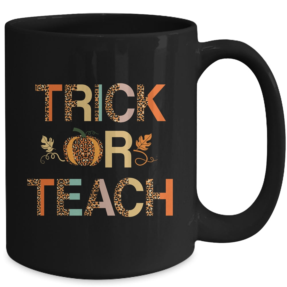 Trick Or Teach Cute Leopard Pumpkin Halloween Mug | siriusteestore