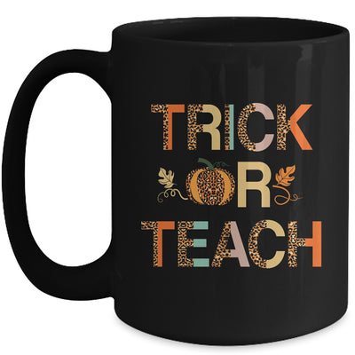 Trick Or Teach Cute Leopard Pumpkin Halloween Mug | siriusteestore