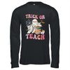 Trick Or Teach Floral Groovy Halloween Teacher Retro Ghost Shirt & Hoodie | siriusteestore