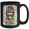 Trick Or Teach One Spooky Teacher Messy Bun Halloween Mug | siriusteestore