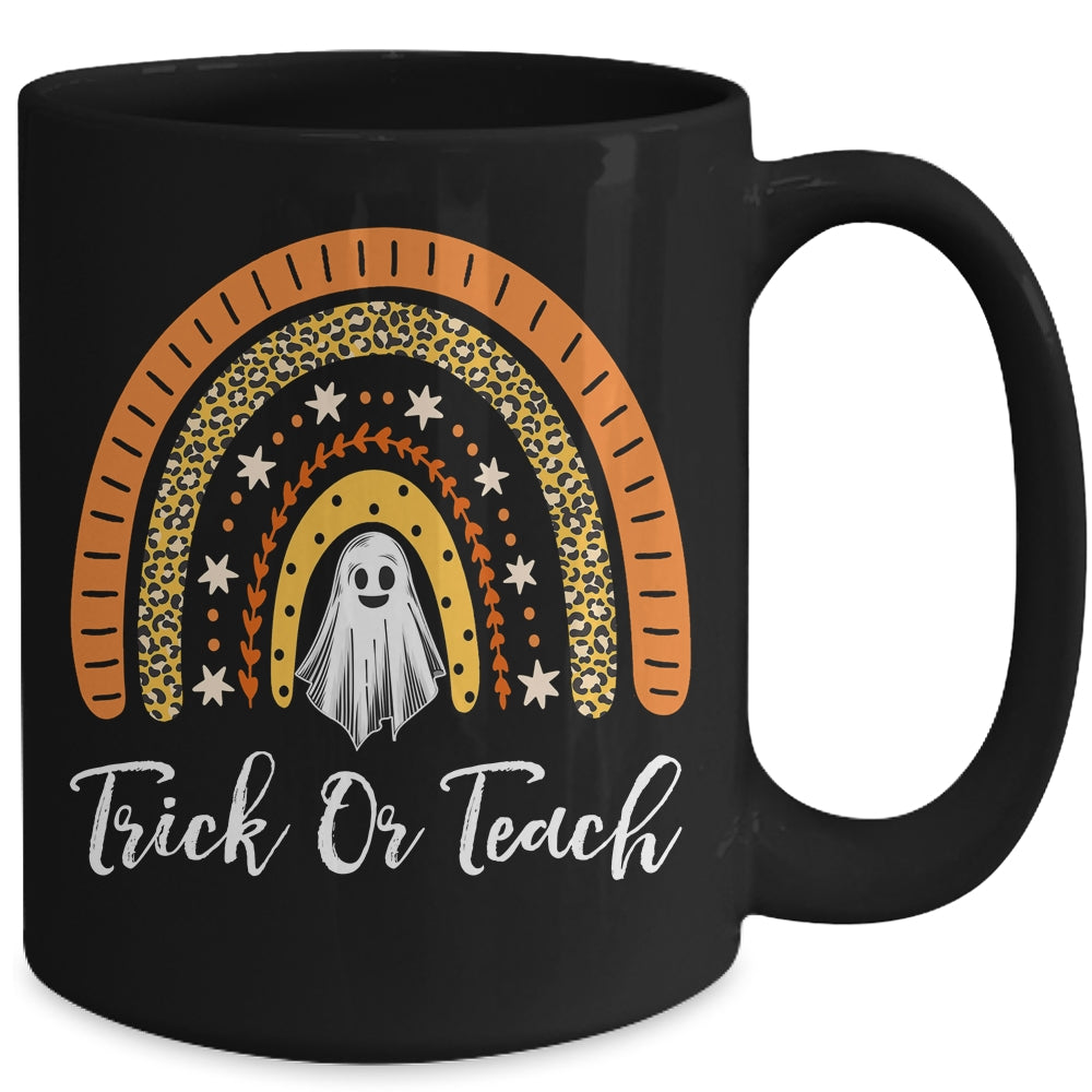 Trick Or Teach Rainbow Leopard Ghost Teacher Halloween Mug | siriusteestore