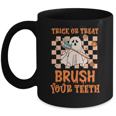 Trick or Treat Brush Your Teeth Dental Halloween Ghosh Funny Mug | siriusteestore