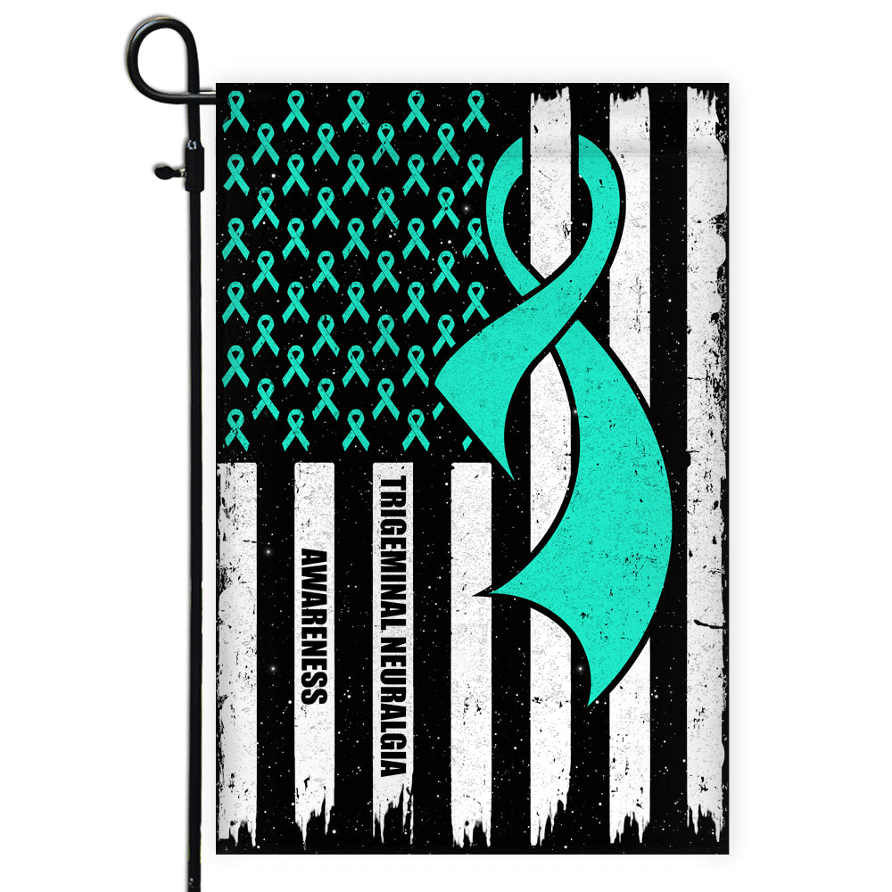 Trigeminal Neuralgia Awareness America Flag Teal Ribbon | siriusteestore