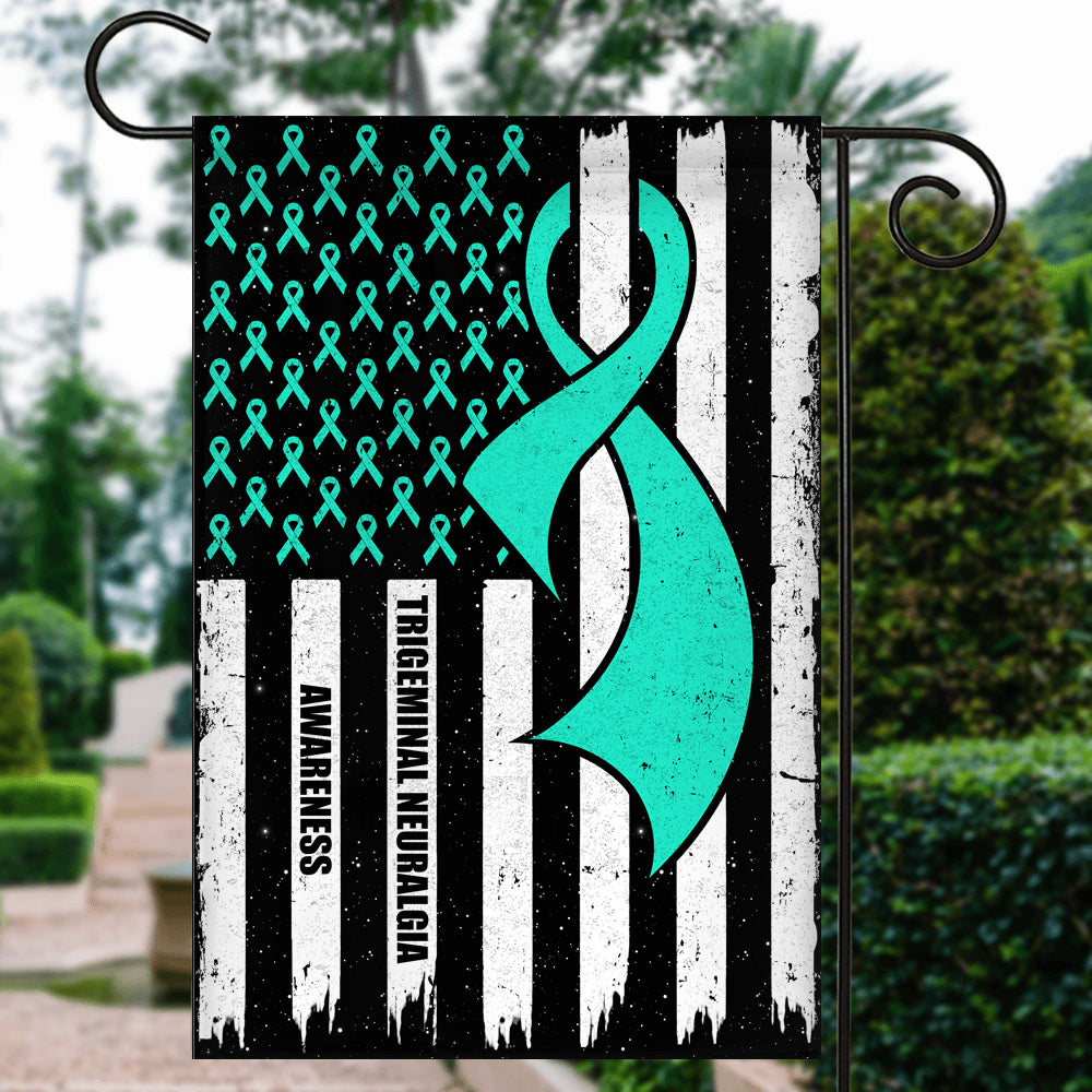 Trigeminal Neuralgia Awareness America Flag Teal Ribbon | siriusteestore