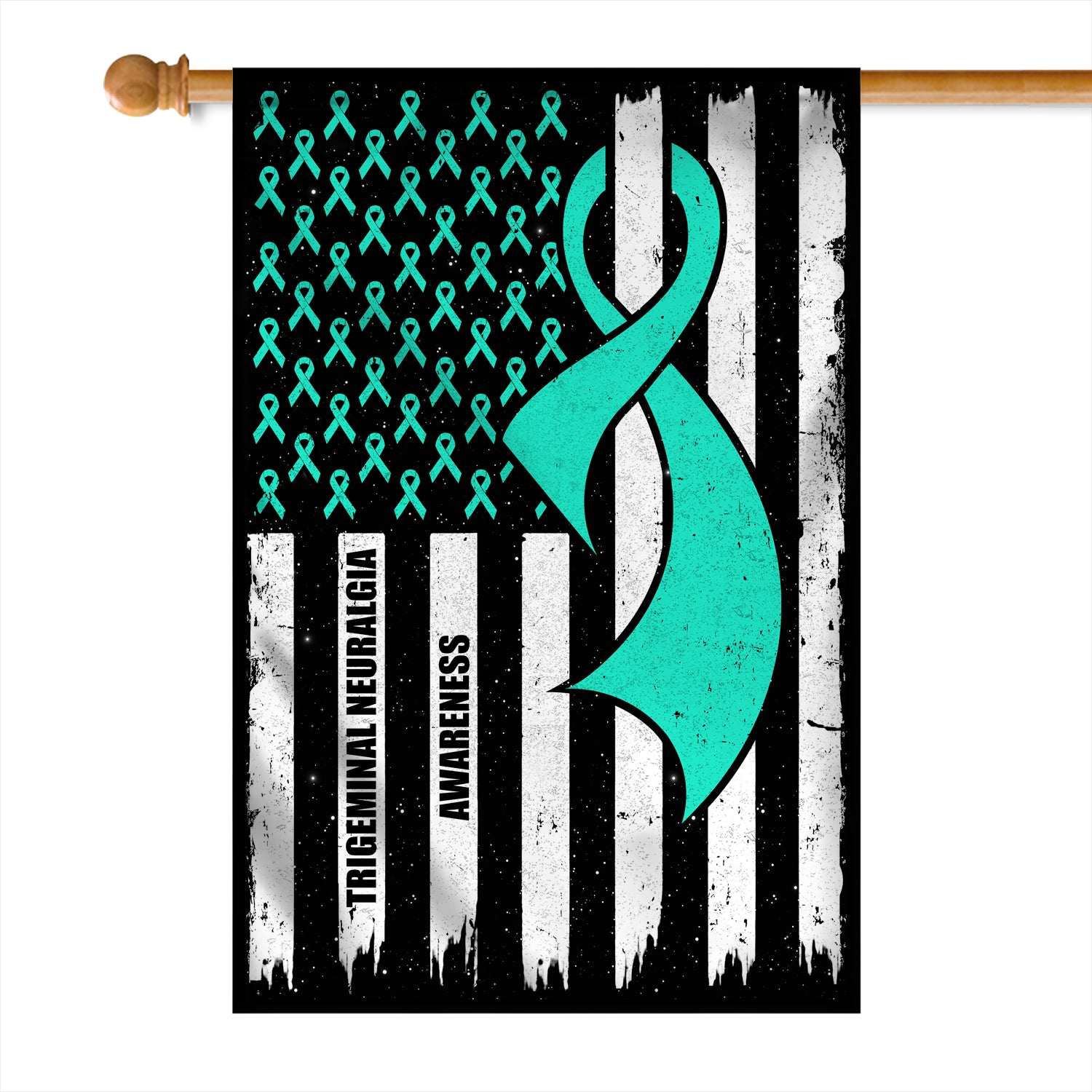 Trigeminal Neuralgia Awareness America Flag Teal Ribbon | siriusteestore