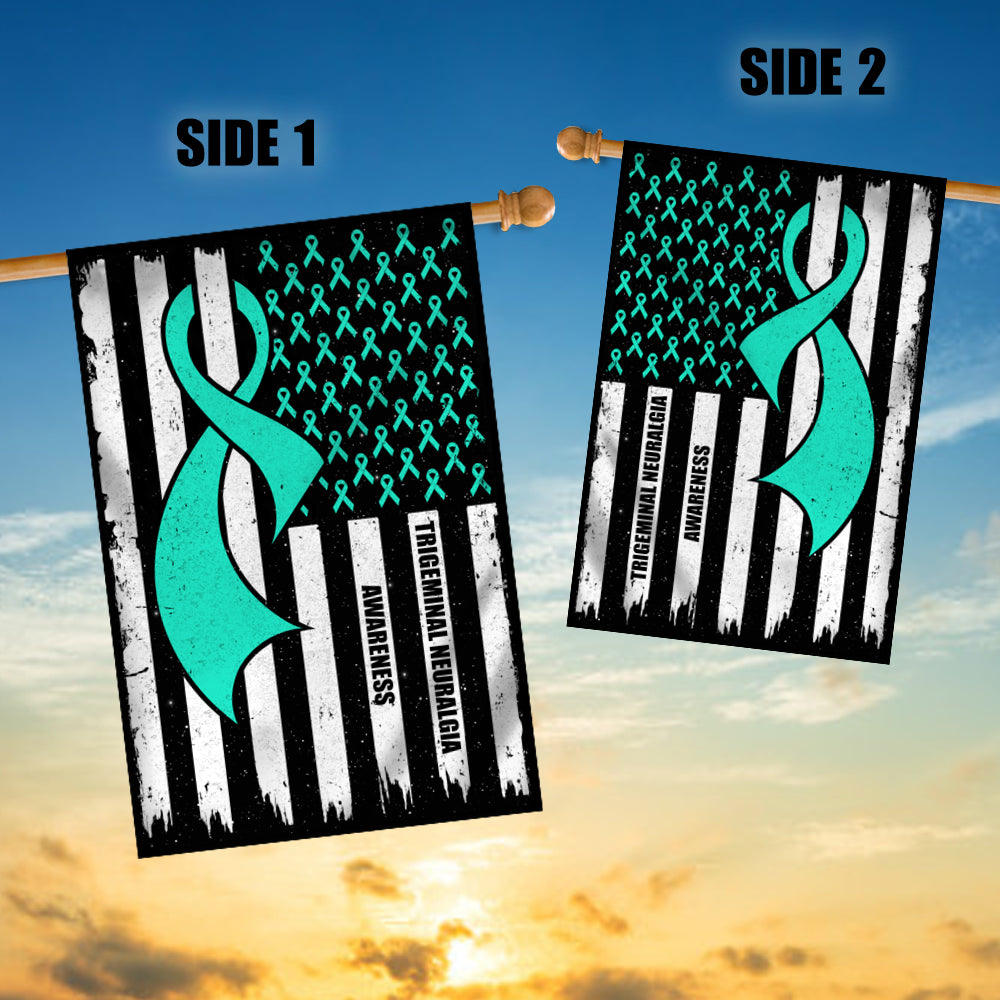 Trigeminal Neuralgia Awareness America Flag Teal Ribbon | siriusteestore
