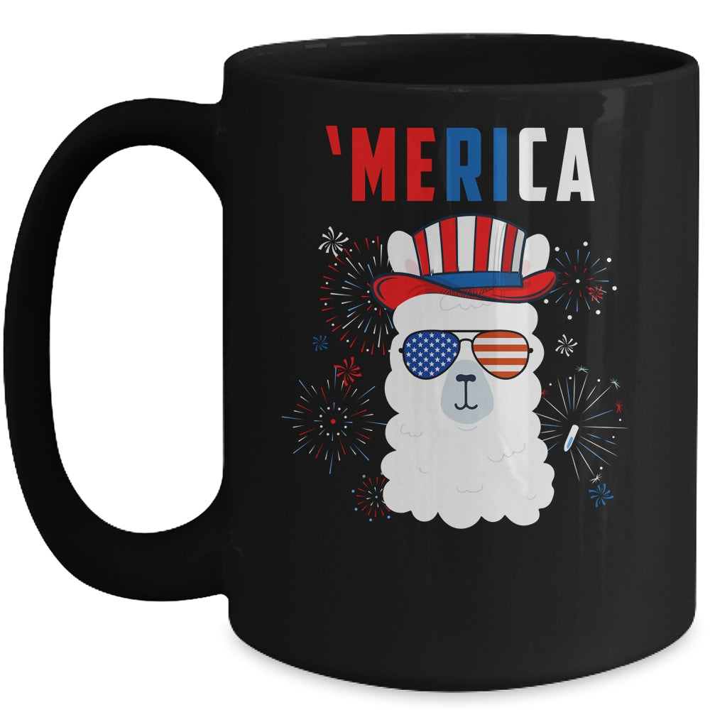 USA Patriotic American Llama July 4th Alpaca Mug | siriusteestore