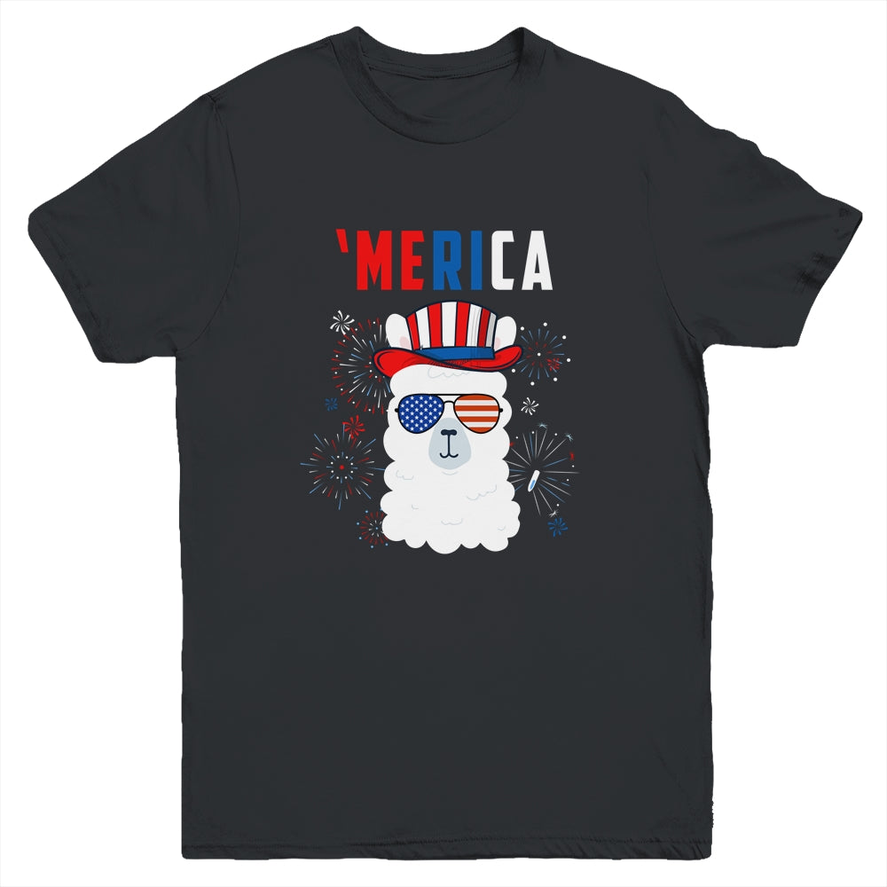 USA Patriotic American Llama July 4th Alpaca Youth Shirt | siriusteestore