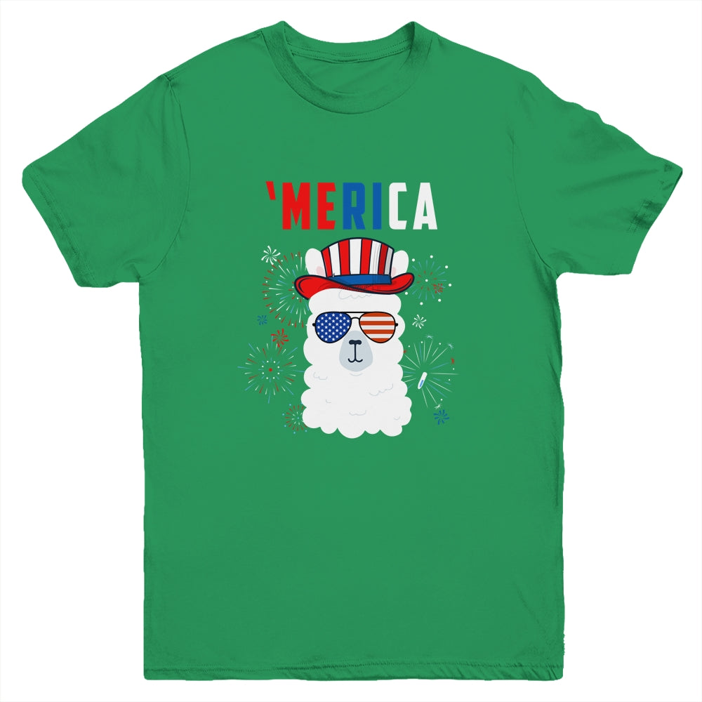 USA Patriotic American Llama July 4th Alpaca Youth Shirt | siriusteestore