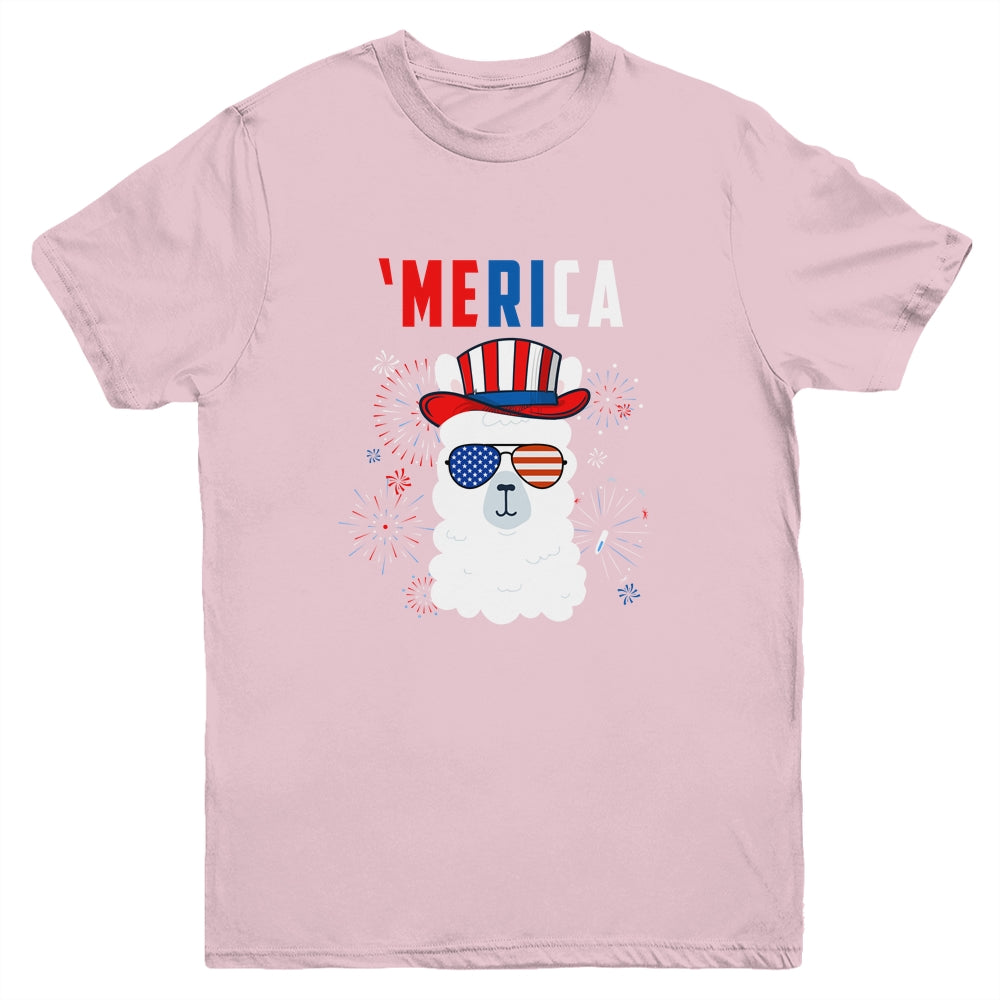 USA Patriotic American Llama July 4th Alpaca Youth Shirt | siriusteestore