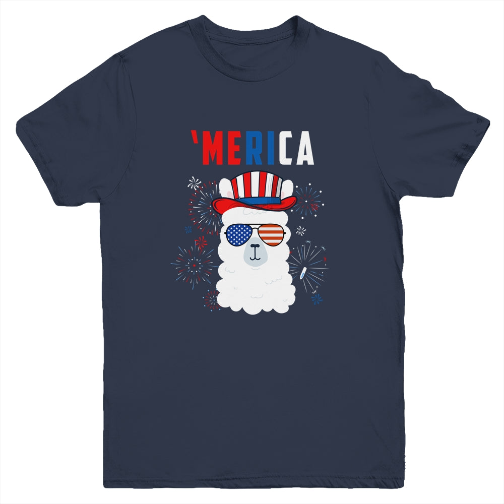 USA Patriotic American Llama July 4th Alpaca Youth Shirt | siriusteestore