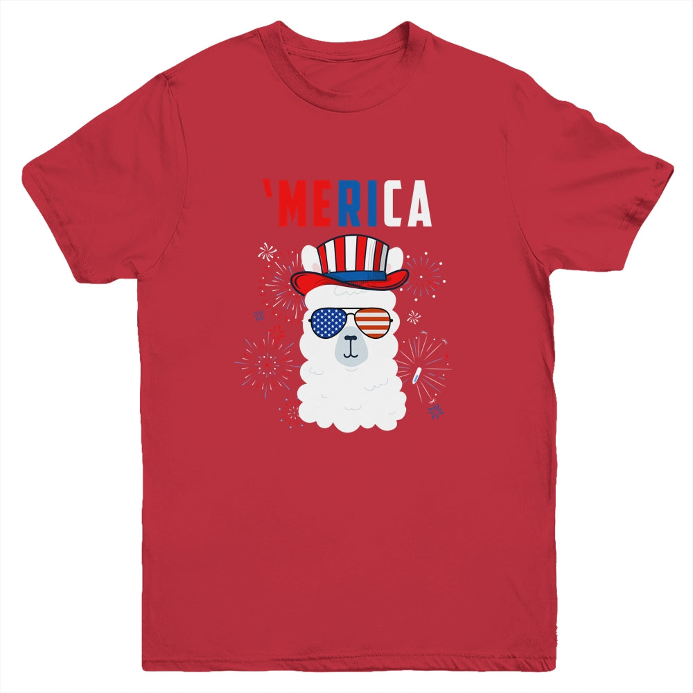 USA Patriotic American Llama July 4th Alpaca Youth Shirt | siriusteestore