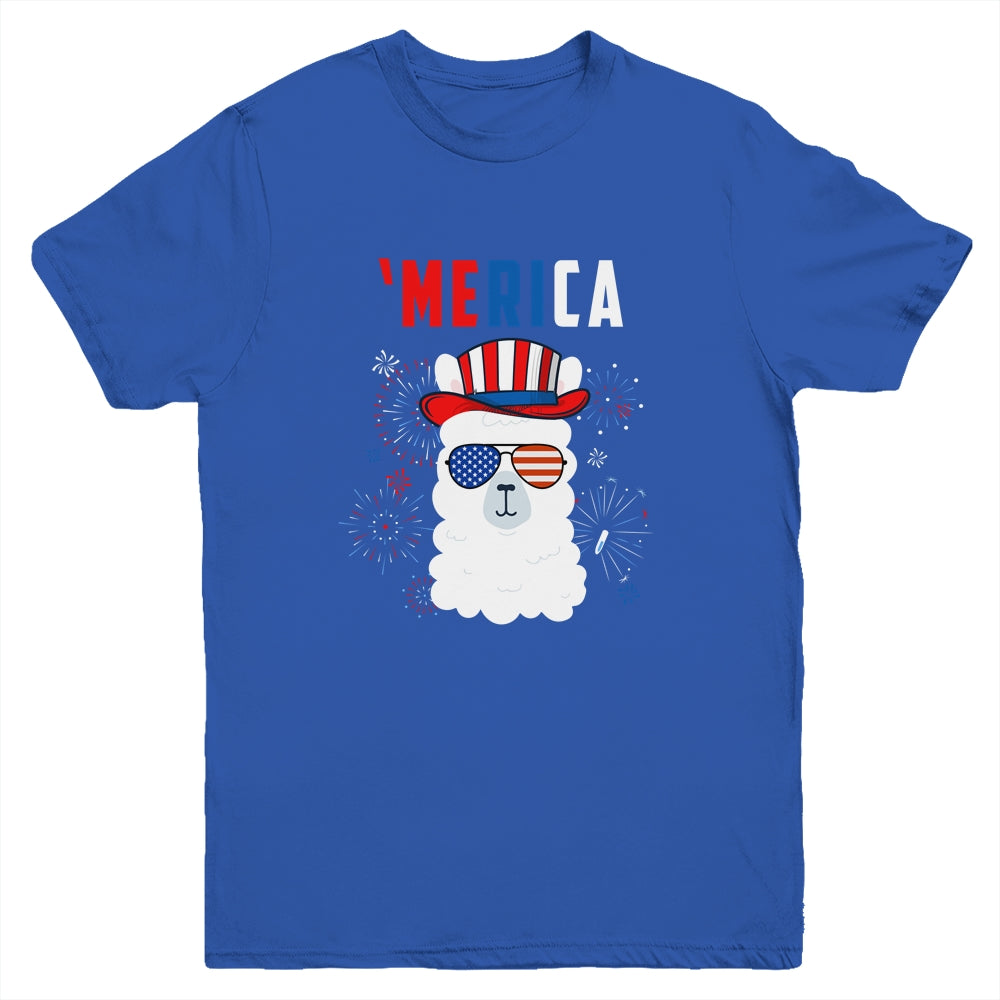 USA Patriotic American Llama July 4th Alpaca Youth Shirt | siriusteestore