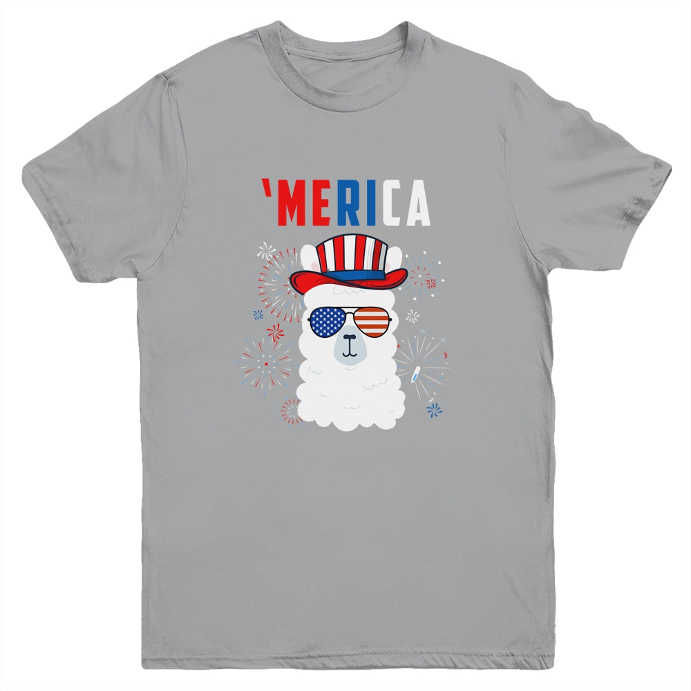 USA Patriotic American Llama July 4th Alpaca Youth Shirt | siriusteestore