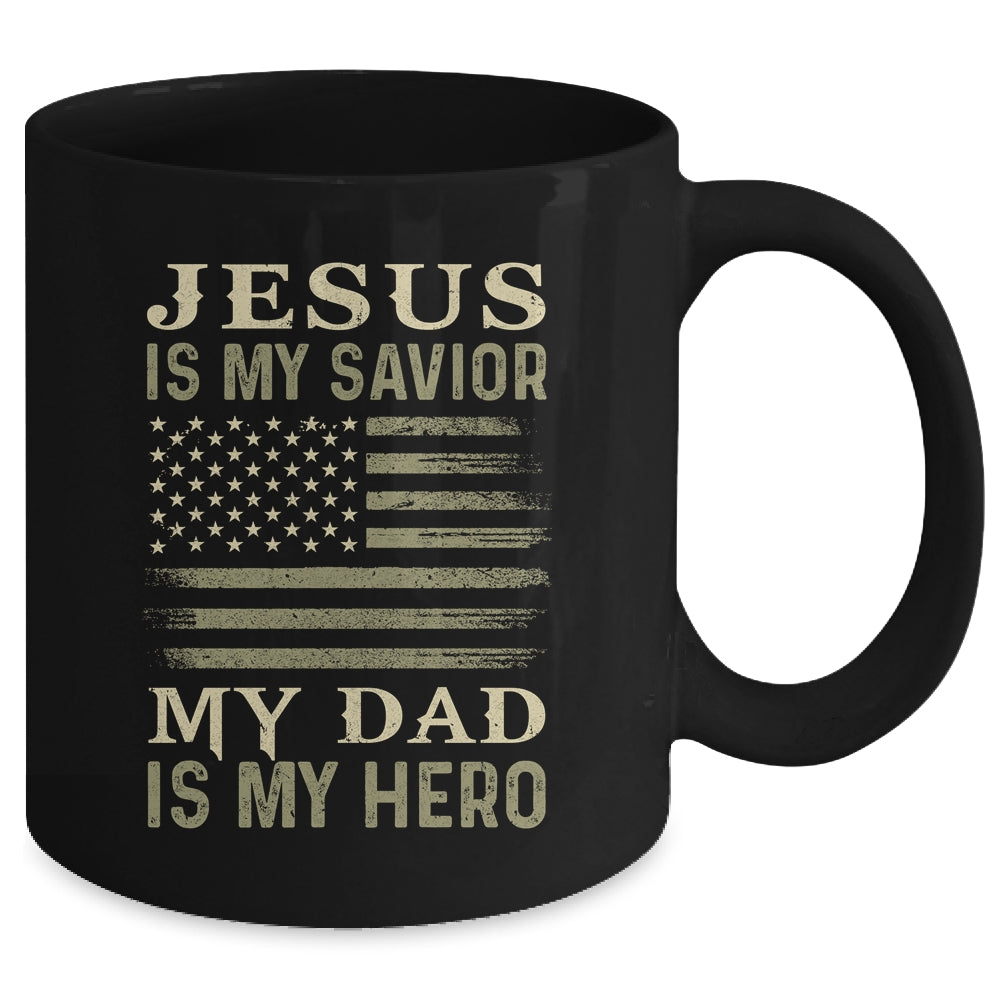 Veteran Father's Day Jesus Is My Savior My Dad Is My Hero Mug | siriusteestore
