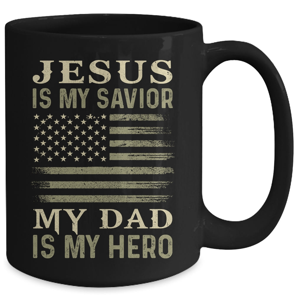 Veteran Father's Day Jesus Is My Savior My Dad Is My Hero Mug | siriusteestore