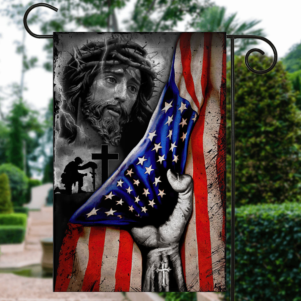 Veteran Stand For The Flag Kneel For The Cross Jesus American Flag | siriusteestore