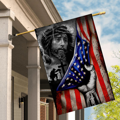 Veteran Stand For The Flag Kneel For The Cross Jesus American Flag | siriusteestore