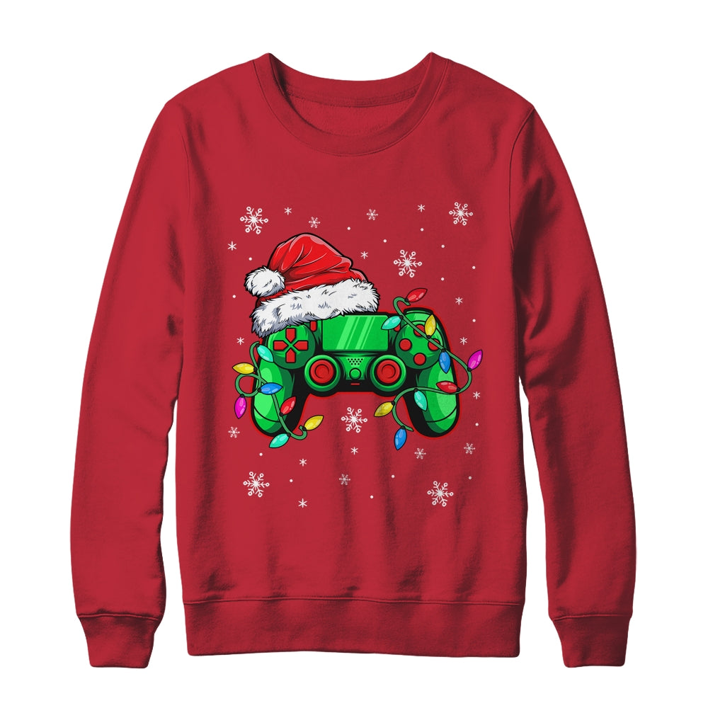 Video Game Controller Christmas Santa Hat Gamer Boys Shirt & Sweatshirt | siriusteestore