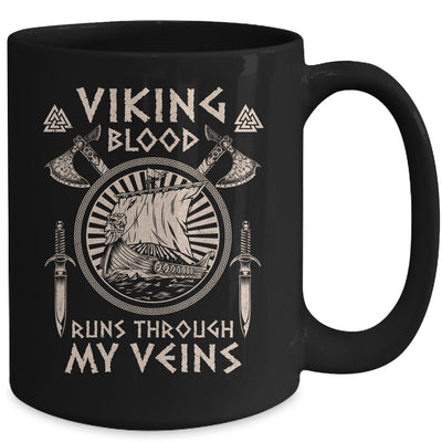 Viking Blood Runs Through My Veins Viking Ship For Men Women Mug | siriusteestore
