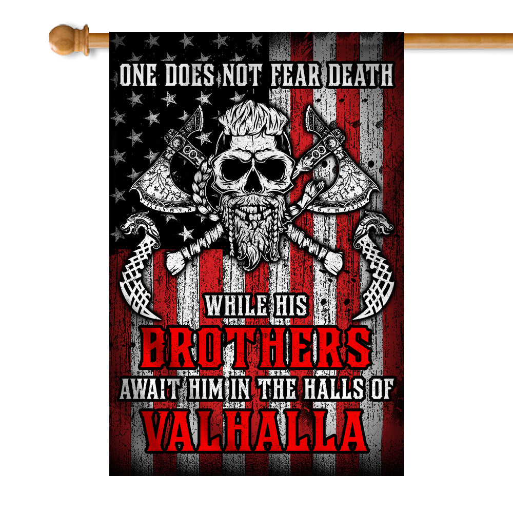 Viking Flag While His Brothers Await Him in The Halls of Valhalla | siriusteestore
