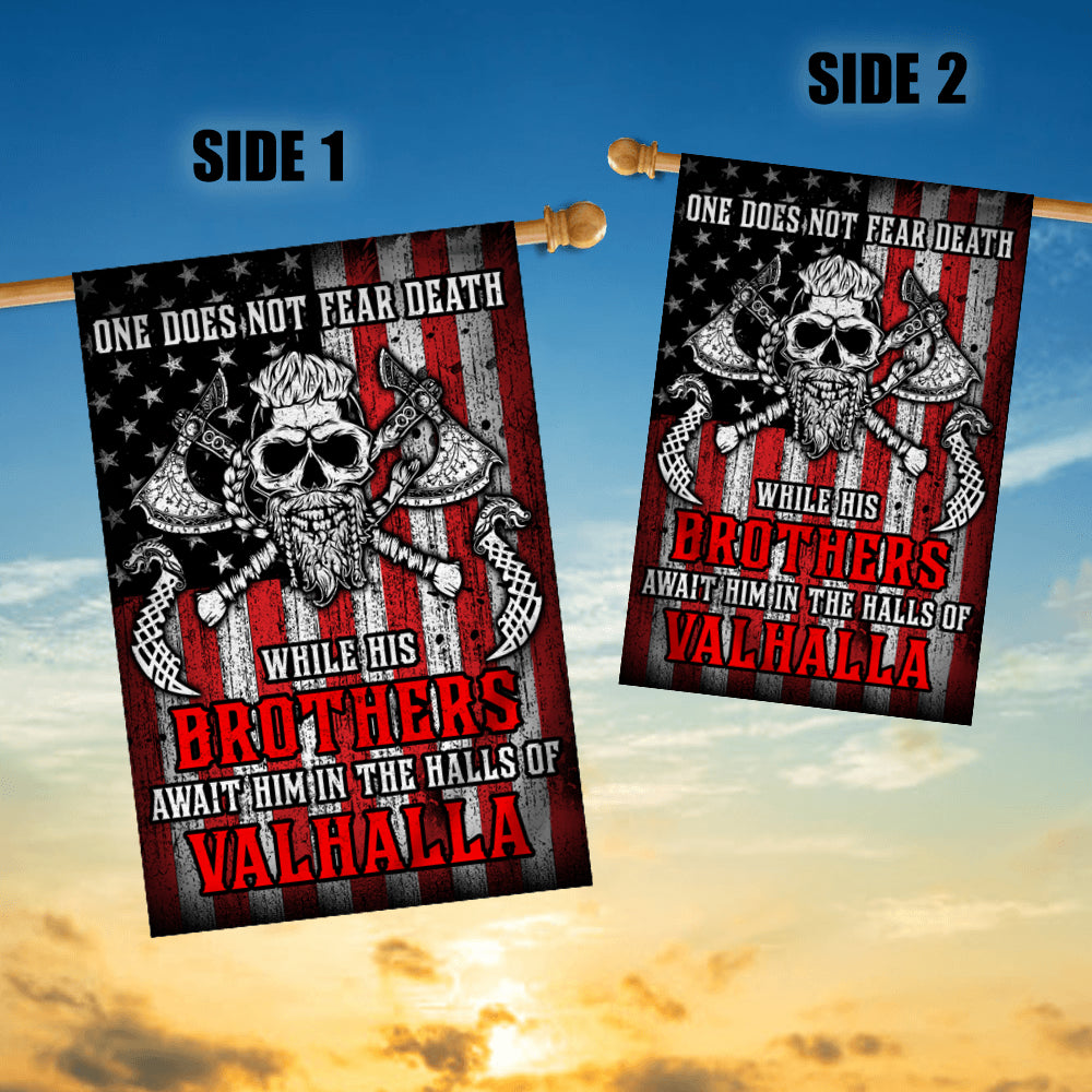 Viking Flag While His Brothers Await Him in The Halls of Valhalla | siriusteestore