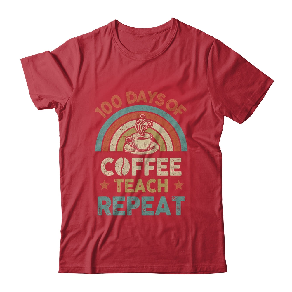Vintage 100 Days Of School For Teacher Coffee Lover Shirt & Hoodie | siriusteestore