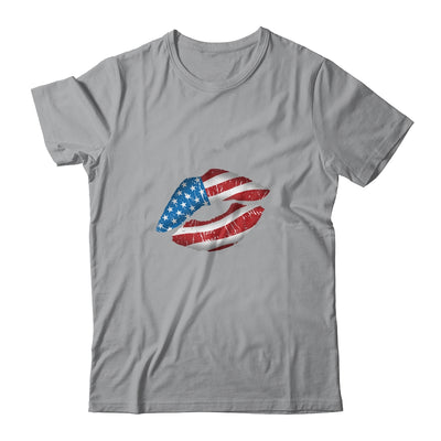 Vintage American Flag Lips 4th Of July Patriotic USA Shirt & Tank Top | siriusteestore