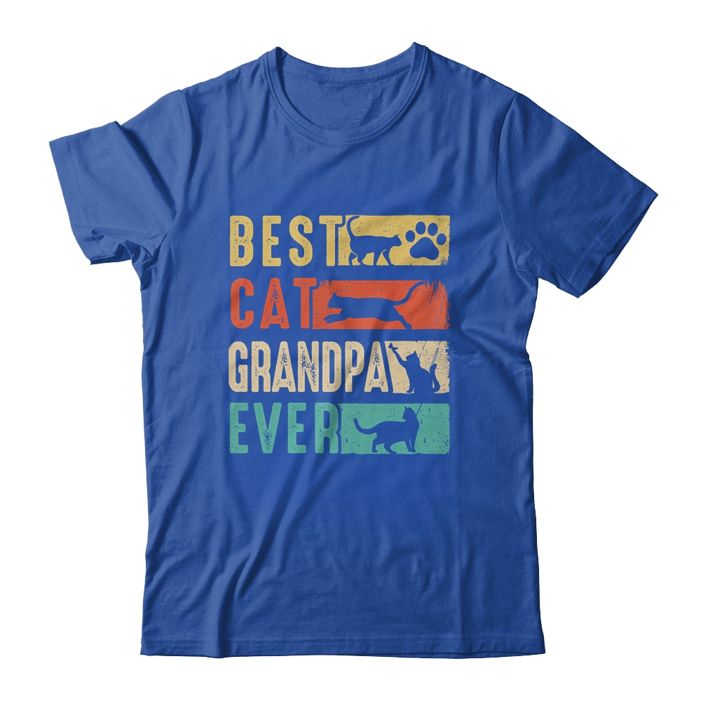 Vintage Best Cat Grandpa Ever Retro Fathers Day Cat Lovers Shirt
