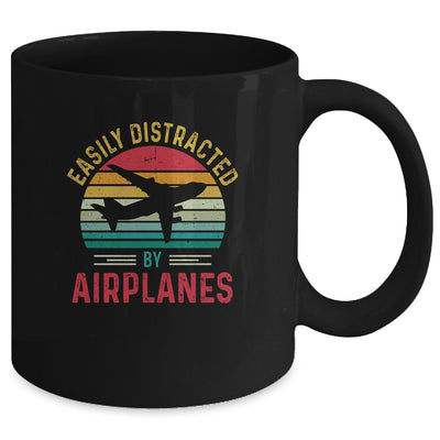 Vintage Easily Distracted By Airplanes Funny Pilot Flying Mug | siriusteestore