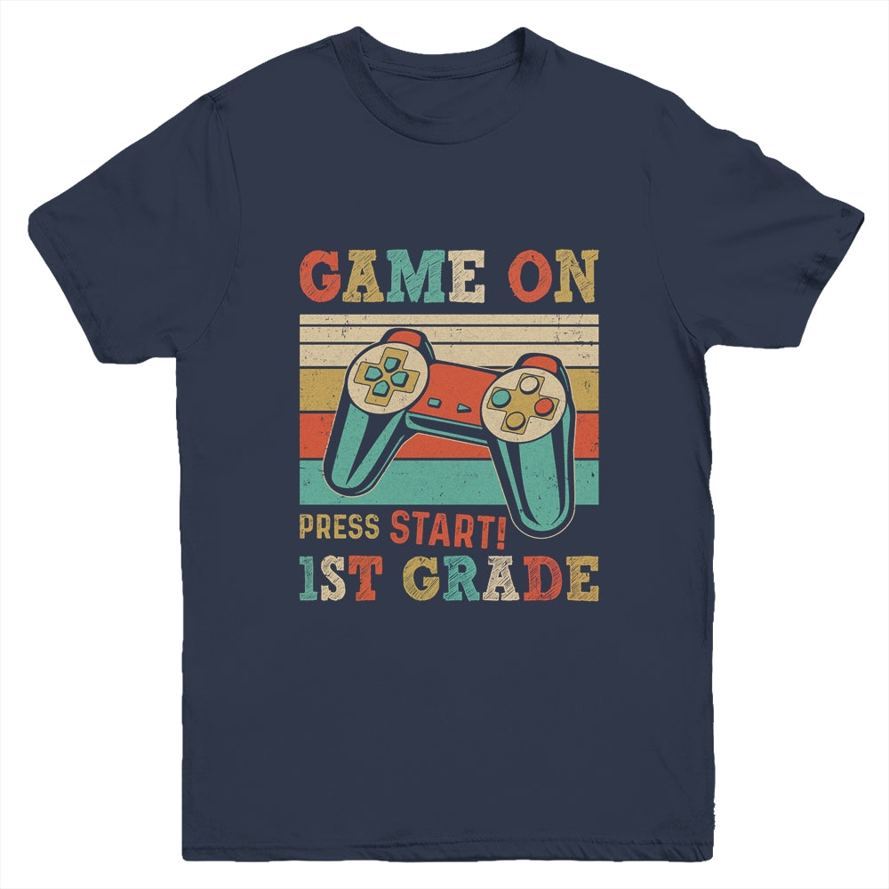 Vintage Game On Press Start 1st Grade Gamer Back To School Youth Shirt | siriusteestore