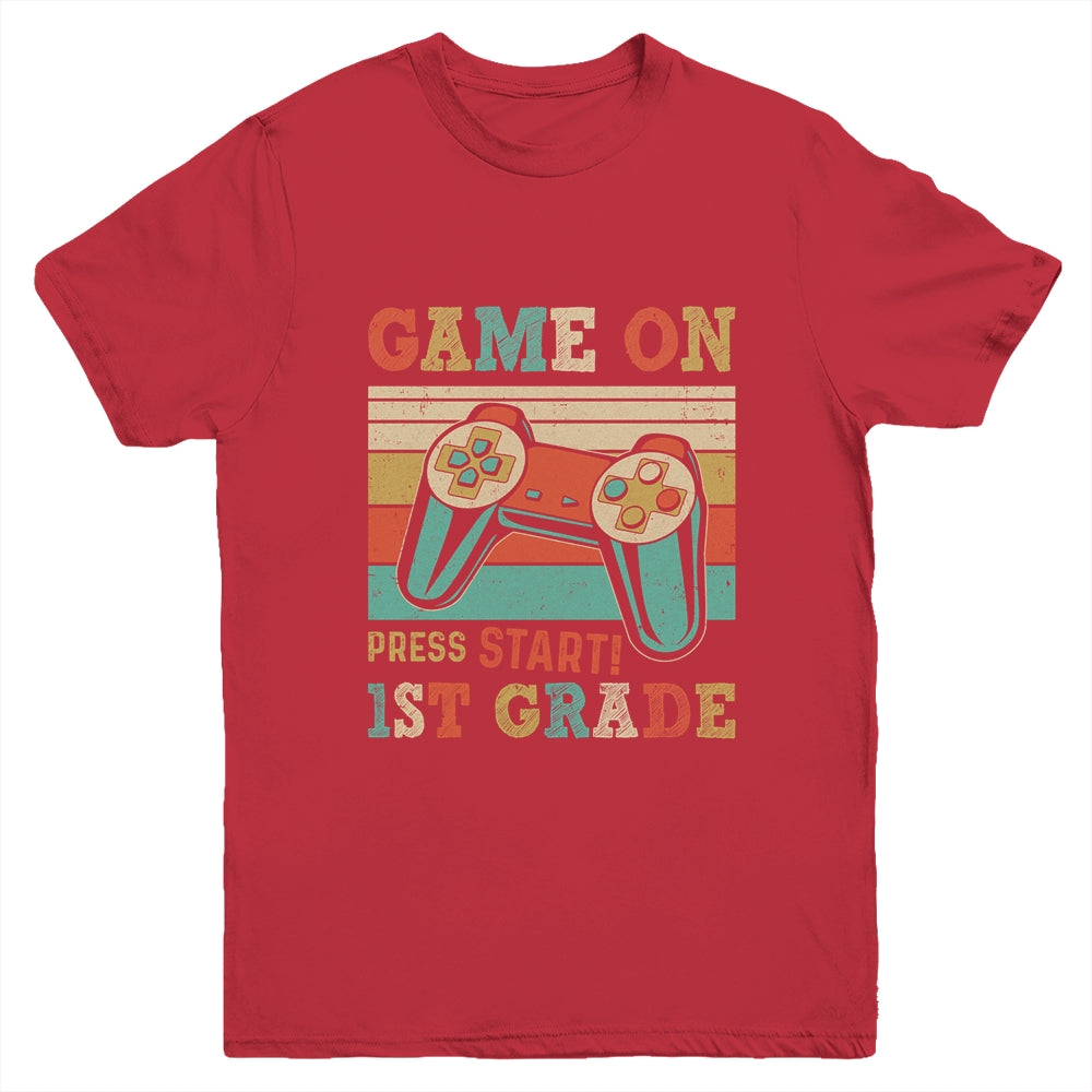 Vintage Game On Press Start 1st Grade Gamer Back To School Youth Shirt | siriusteestore