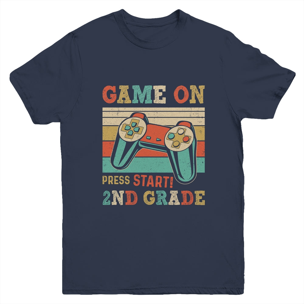 Vintage Game On Press Start 2nd Grade Gamer Back To School Youth Shirt | siriusteestore