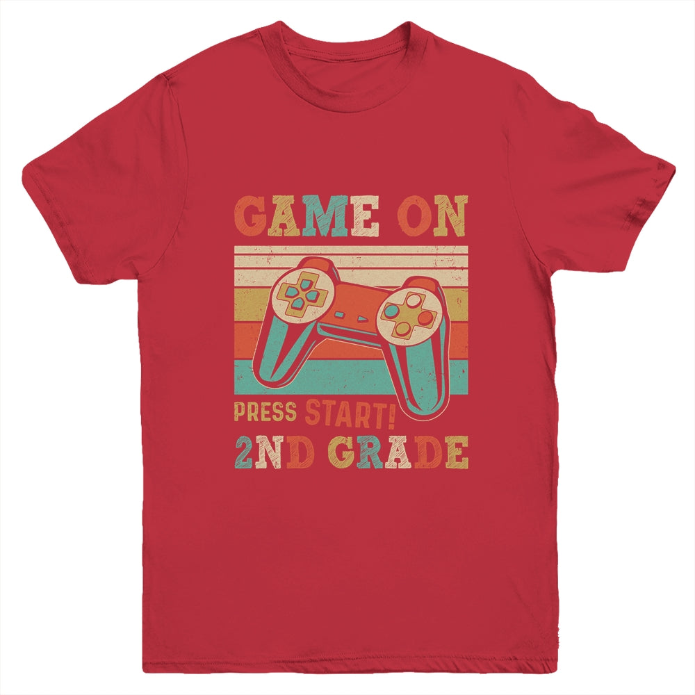 Vintage Game On Press Start 2nd Grade Gamer Back To School Youth Shirt | siriusteestore