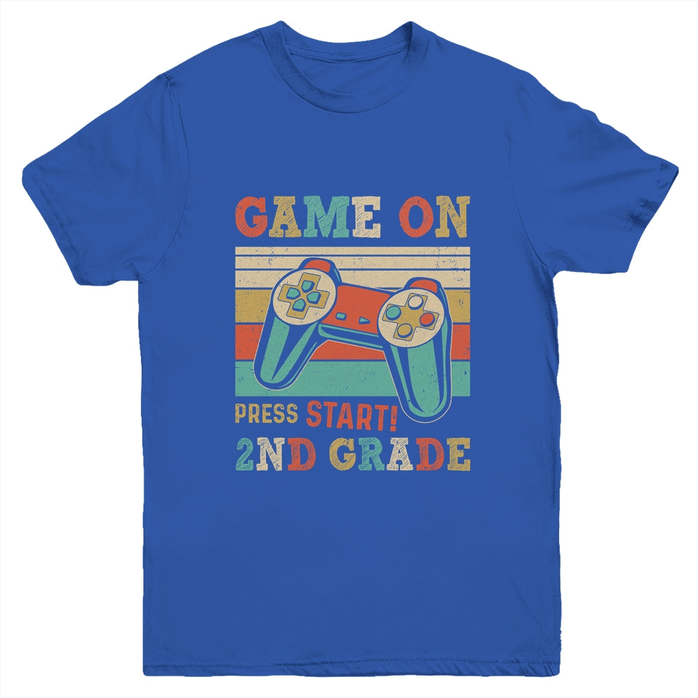 Vintage Game On Press Start 2nd Grade Gamer Back To School Youth Shirt | siriusteestore