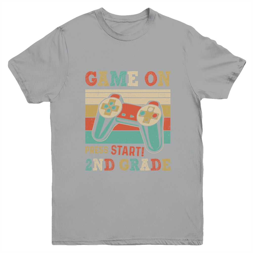 Vintage Game On Press Start 2nd Grade Gamer Back To School Youth Shirt | siriusteestore