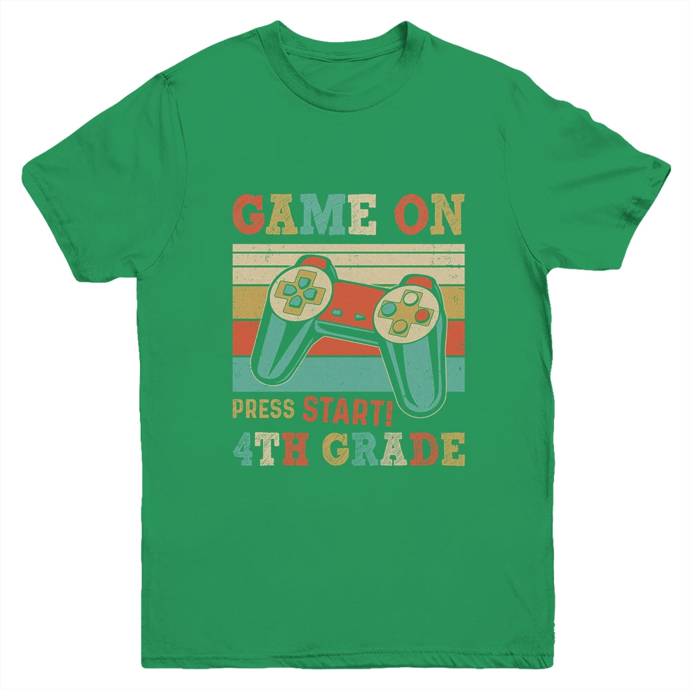 Vintage Game On Press Start 4th Grade Gamer Back To School Youth Shirt | siriusteestore
