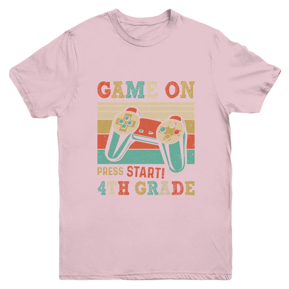 Vintage Game On Press Start 4th Grade Gamer Back To School Youth Shirt | siriusteestore