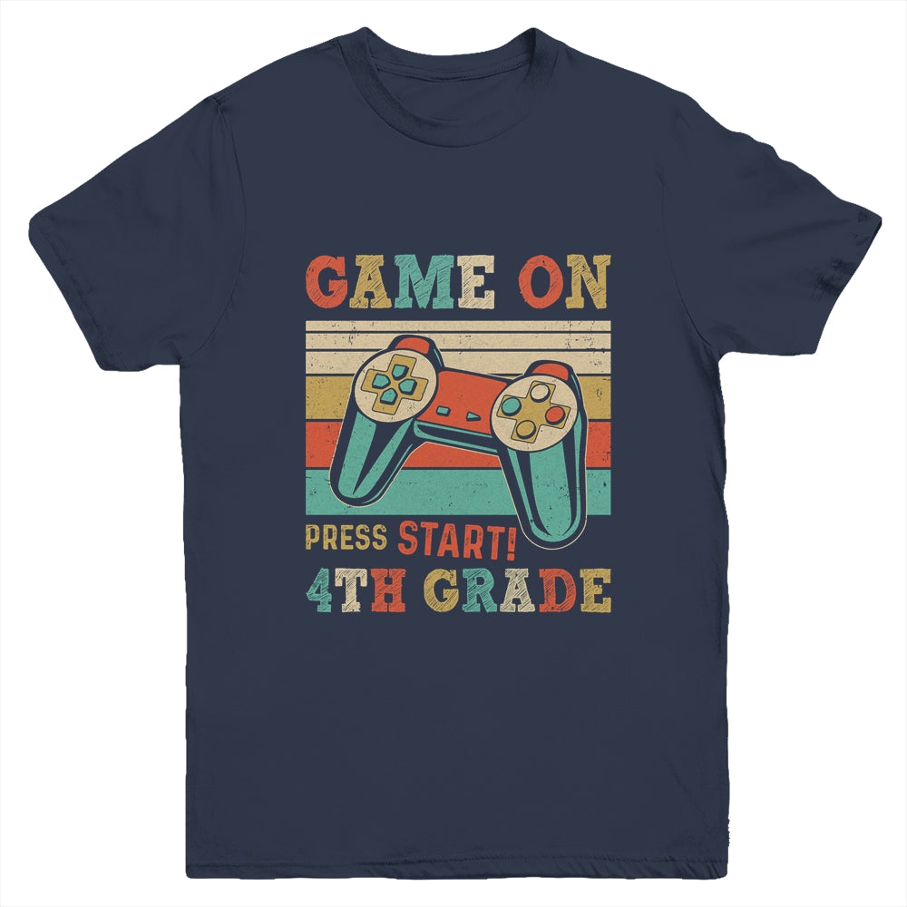 Vintage Game On Press Start 4th Grade Gamer Back To School Youth Shirt | siriusteestore