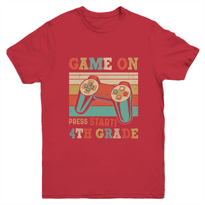 Vintage Game On Press Start 4th Grade Gamer Back To School Youth Shirt | siriusteestore