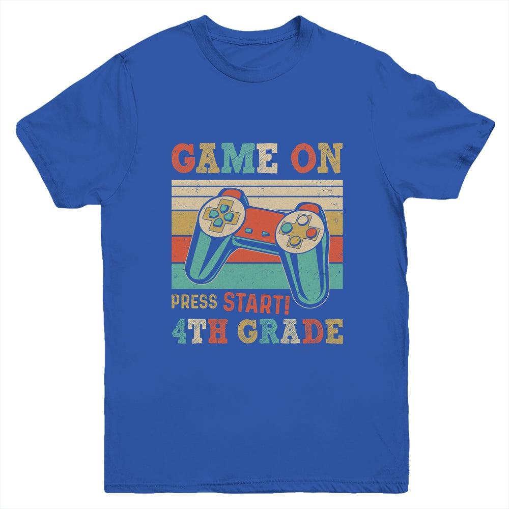 Vintage Game On Press Start 4th Grade Gamer Back To School Youth Shirt | siriusteestore