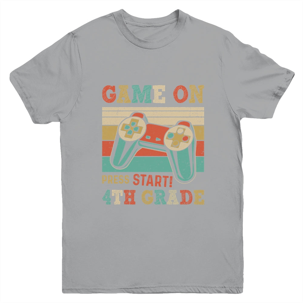 Vintage Game On Press Start 4th Grade Gamer Back To School Youth Shirt | siriusteestore