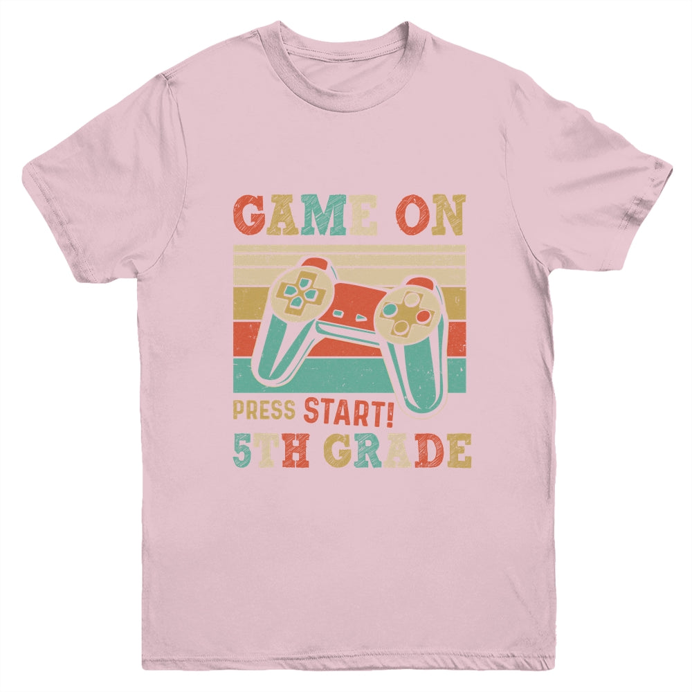 Vintage Game On Press Start 5th Grade Gamer Back To School Youth Shirt | siriusteestore