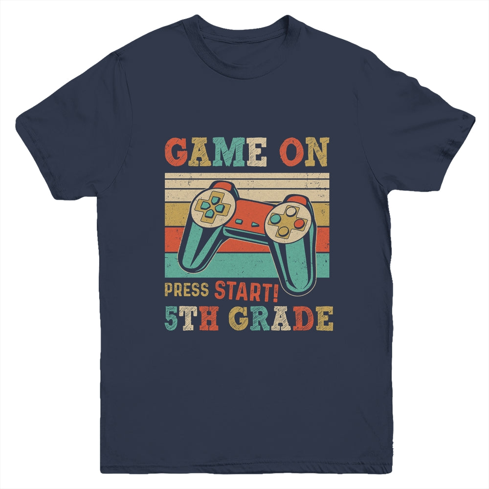 Vintage Game On Press Start 5th Grade Gamer Back To School Youth Shirt | siriusteestore
