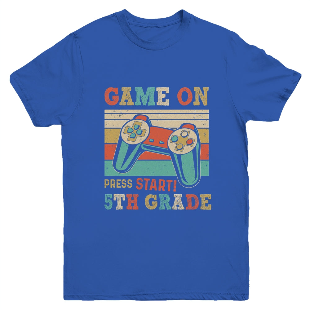 Vintage Game On Press Start 5th Grade Gamer Back To School Youth Shirt | siriusteestore