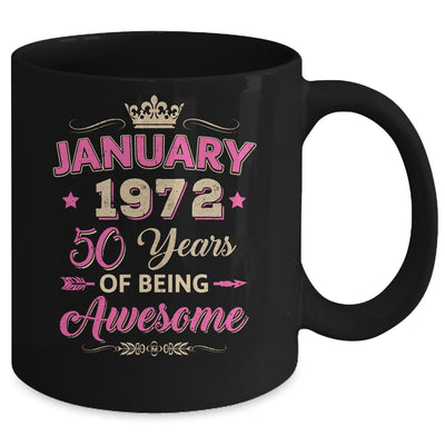 Vintage January 1972 50th Birthday Being Awesome Women Mug | siriusteestore