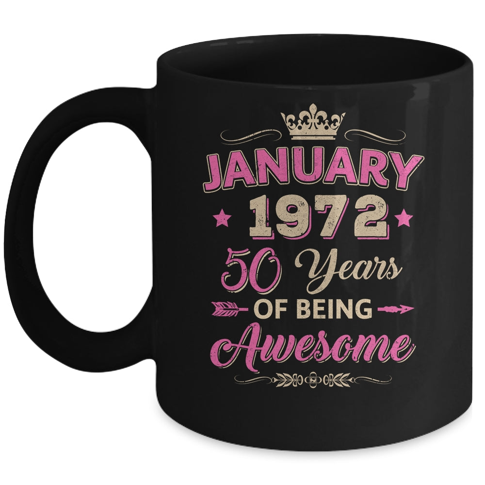 Vintage January 1972 50th Birthday Being Awesome Women Mug | siriusteestore