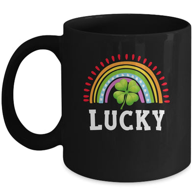 Vintage Lucky Shamrock Rainbow St Patricks Day Mens Womens Mug | siriusteestore