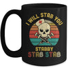 Vintage Skull I Will Stab You Stabby Funny Nurse Halloween Mug | siriusteestore